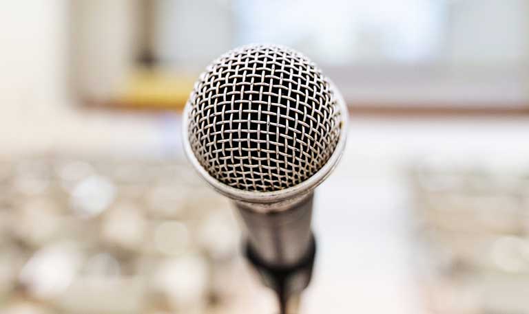 an up-close shot of a microphone