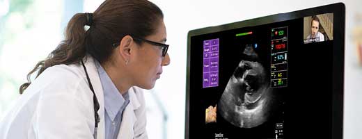 A person reviewing medical images on a computer