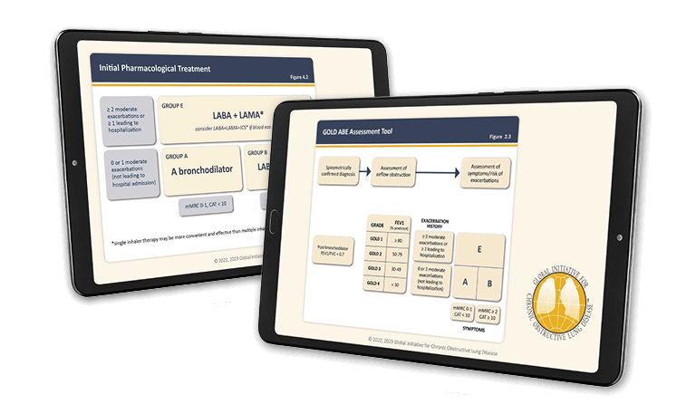 Two tablets displaying infographics about COPD